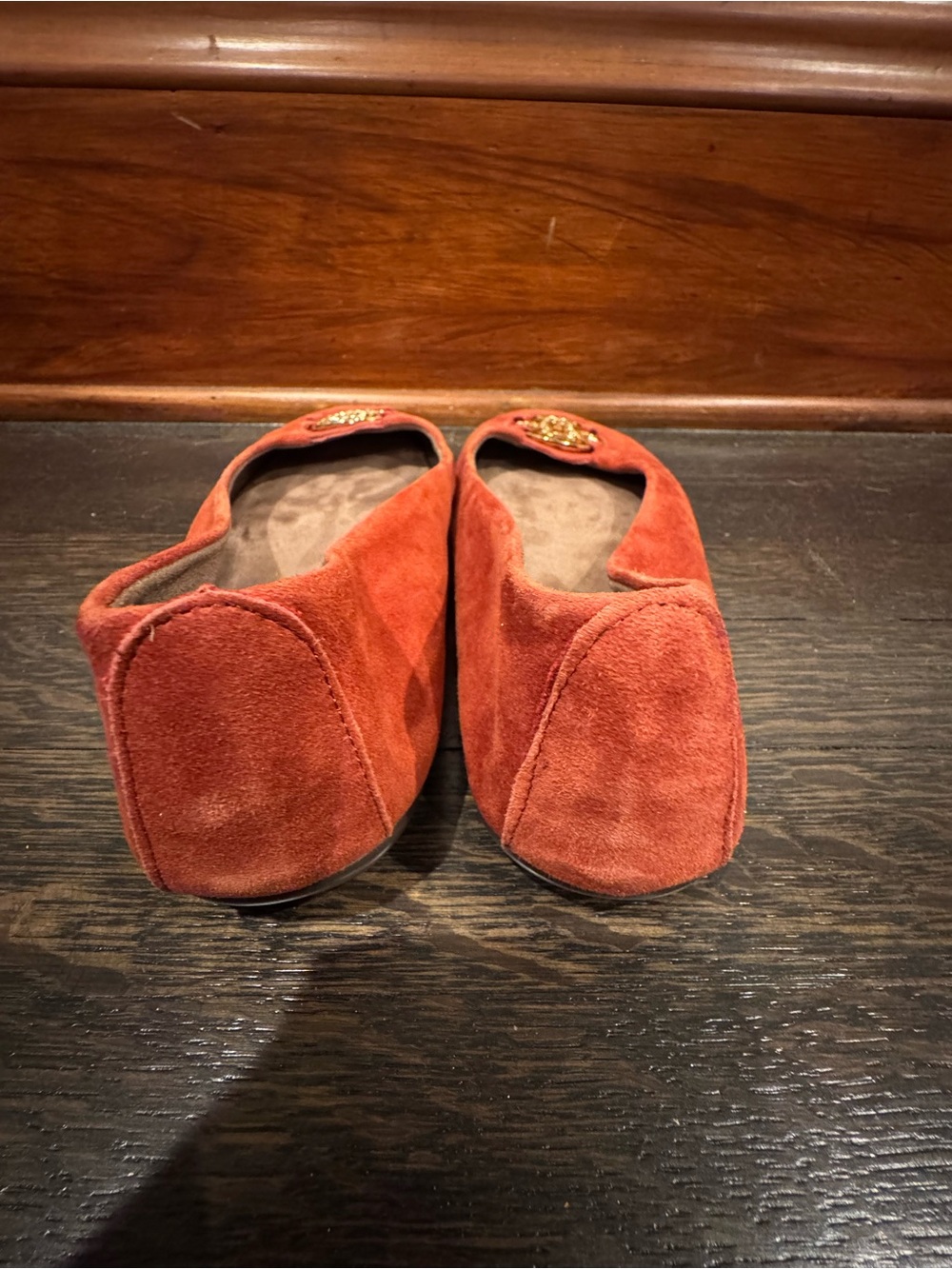 AEROSOLES Rust Suede Flats with Gold Emblem - Picture 5 of 9